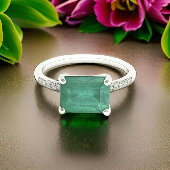 Natural Emerald Diamond Ring Size 6.5 14k Gold 1.95 TCW Certified $3,950 310582 - Picture 1 of 12